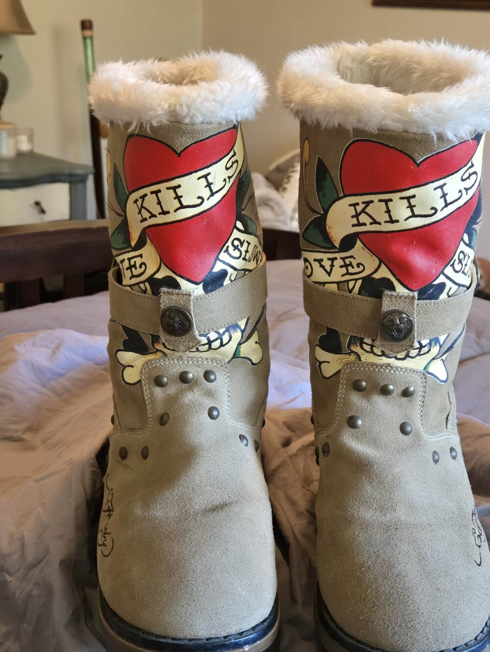 Ed Hardy Love Kills Slowly Suede Boots - Picture 7 of 7